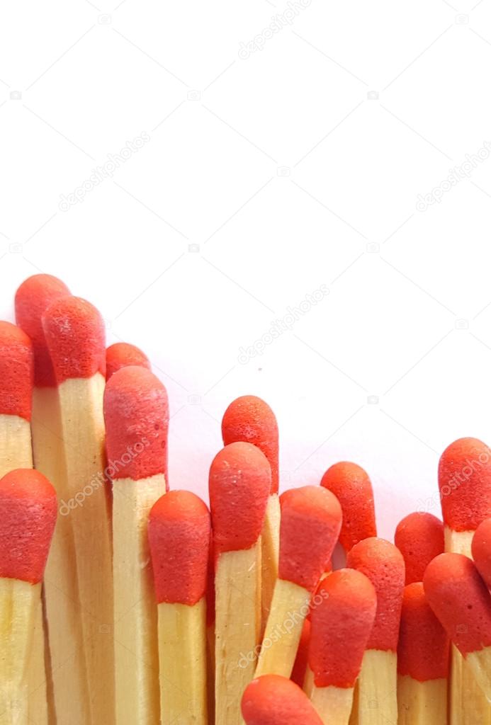 Group of red wooden matches