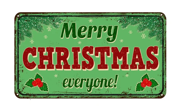 Счастливого Рождества всем, винтажный металлический знак — стоковый вектор