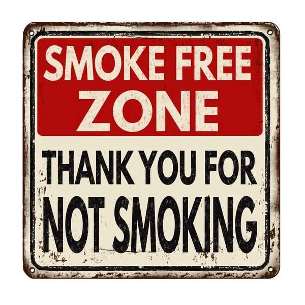 Zonas libres de humo.Gracias por no fumar letrero de metal vintage — Vector de stock