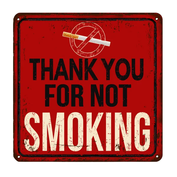 Obrigado por não fumar sinal de metal vintage — Vetor de Stock