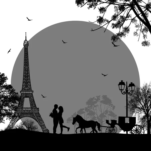 Transport et amoureux à Paris — Image vectorielle