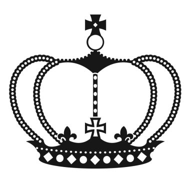 Beyaz arka planda siyah taç