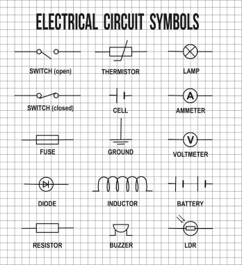 Electrical circuit symbols clipart