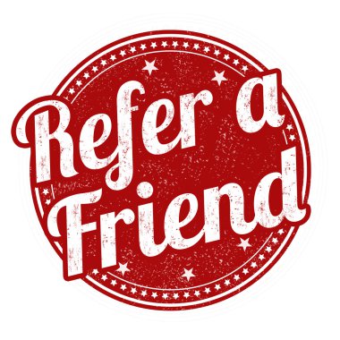 Refer a friend sign or stamp clipart