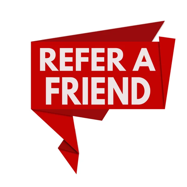 Refer a friend red origami speech bubble — ストックベクタ