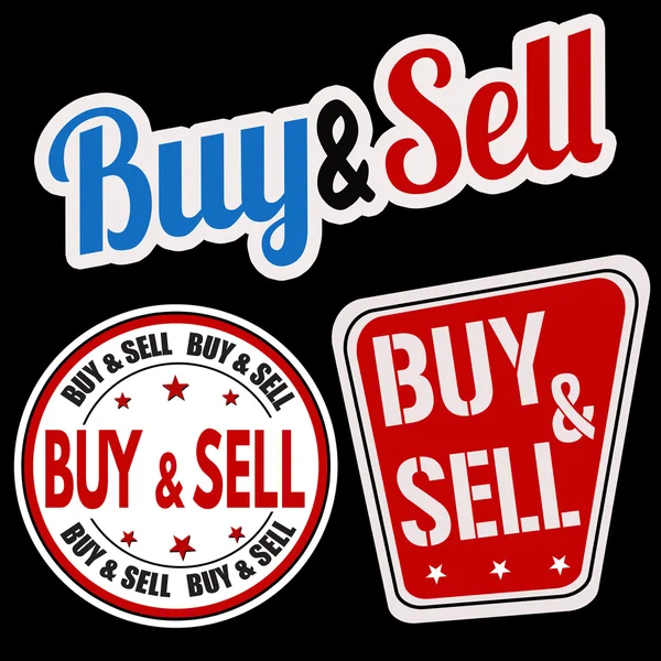 Kupuj i sprzedawaj zestaw naklejek — Wektor stockowy
