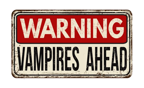 警告吸血鬼前方老式金属标志 — 图库矢量图片