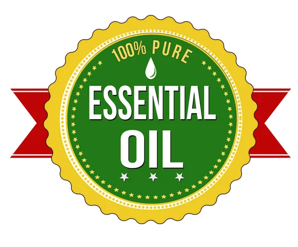 100% pure niezbędne etykiety oleju lub pieczęć — Wektor stockowy