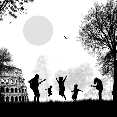 Beyaz lovers ile Roma'da oynarken gitaristler
