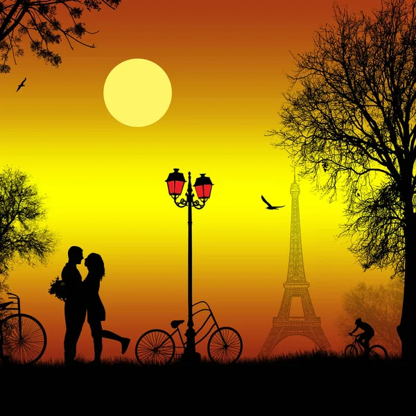 Lovers w Paryżu tematu — Wektor stockowy