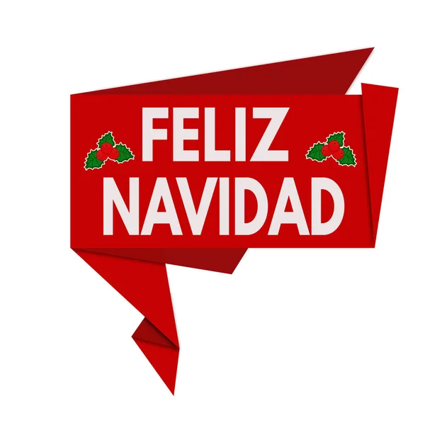 Merry Christmas origami toespraak bubble op Spaanse taal — Stockvector