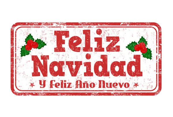 Merry Christmas sign or stamp on spanish language — Stock Vector