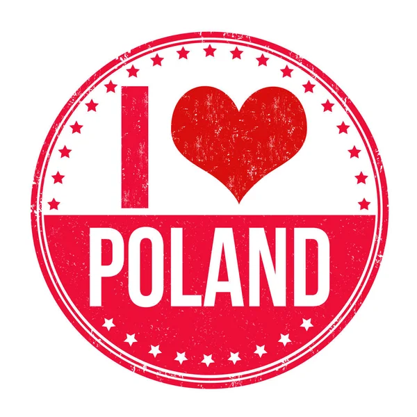 Ich liebe Polen Zeichen oder Stempel — Stockvektor