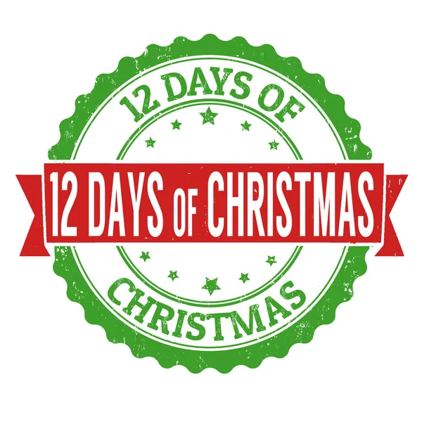 12 dias de sinal de Natal ou carimbo — Vetor de Stock
