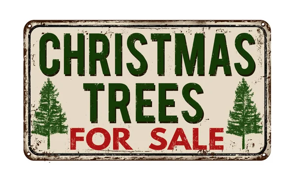 Рождественская елка на продажу винтажный металлический знак — стоковый вектор