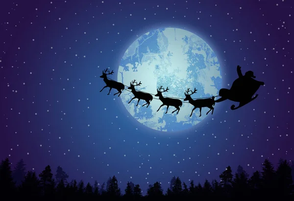Santa's sleigh in front of full moon — Stock Vector