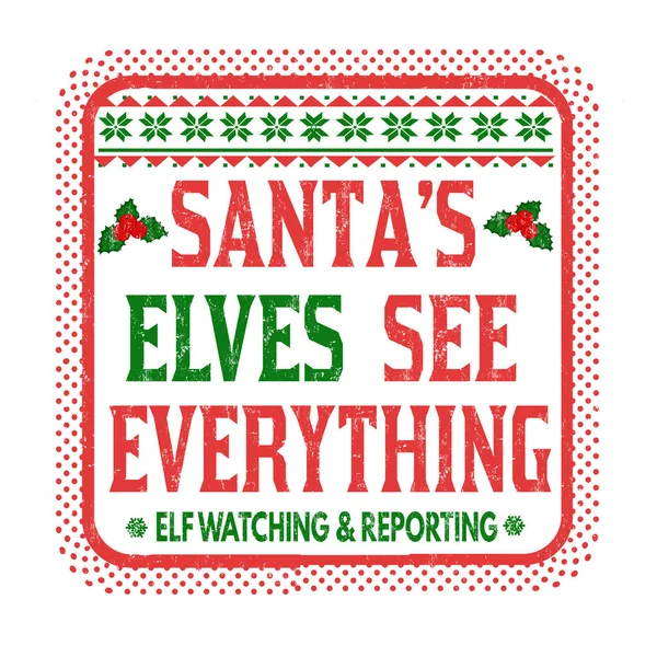Santa's Elfen alles zien teken of stempel — Stockvector