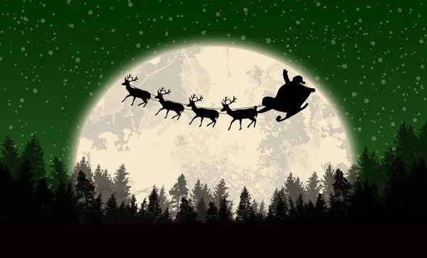 Сани Санта-Клауса перед повний місяць — стоковий вектор