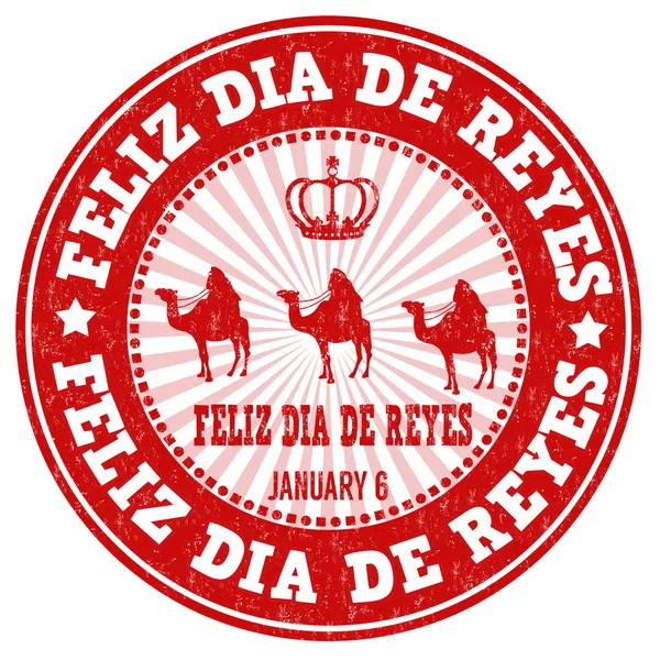 Feliz Día de Reyes signo o sello — Vector de stock