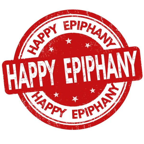 Felice giorno dell'Epifania segno o timbro — Vettoriale Stock