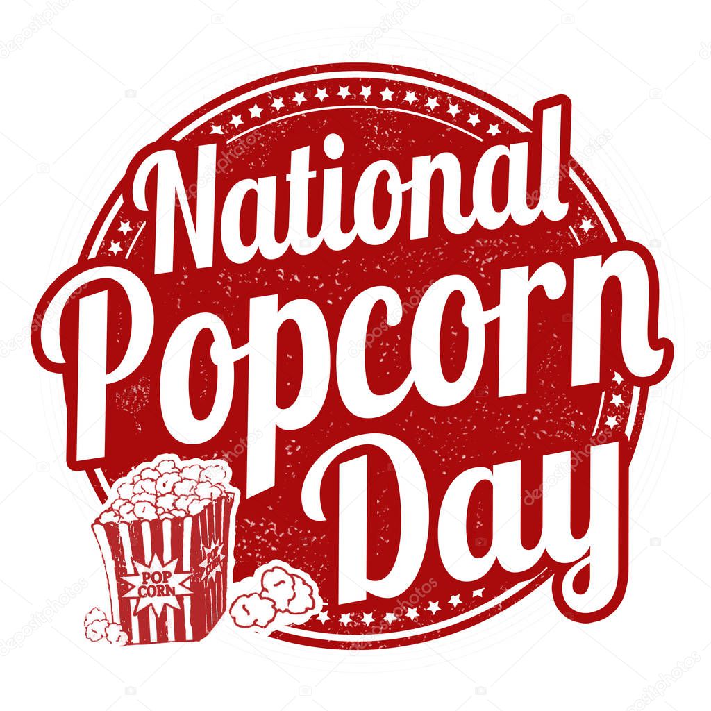 National popcorn day sign or stamp