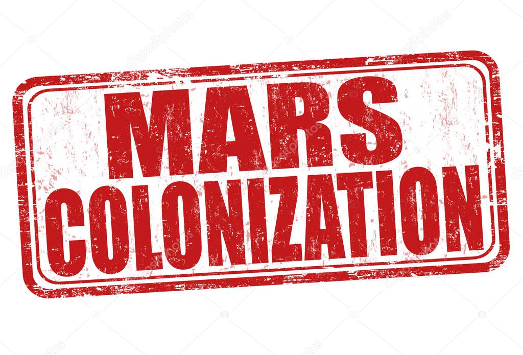 Mars colonization sign or stamp