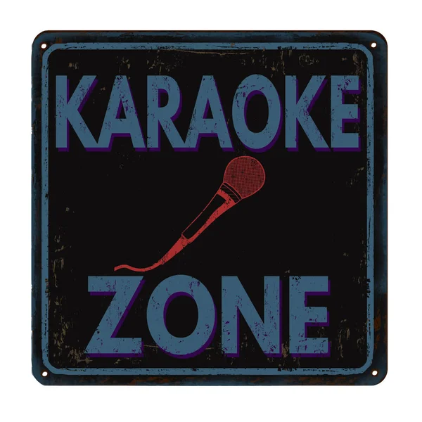 Karaoke zone retro metal sign — Stock Vector