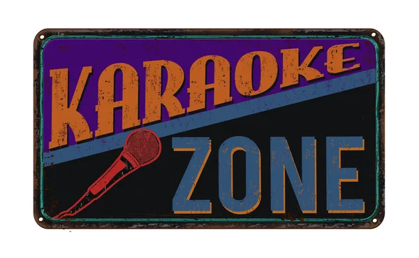 Karaoke zona retro metal sinal — Vetor de Stock