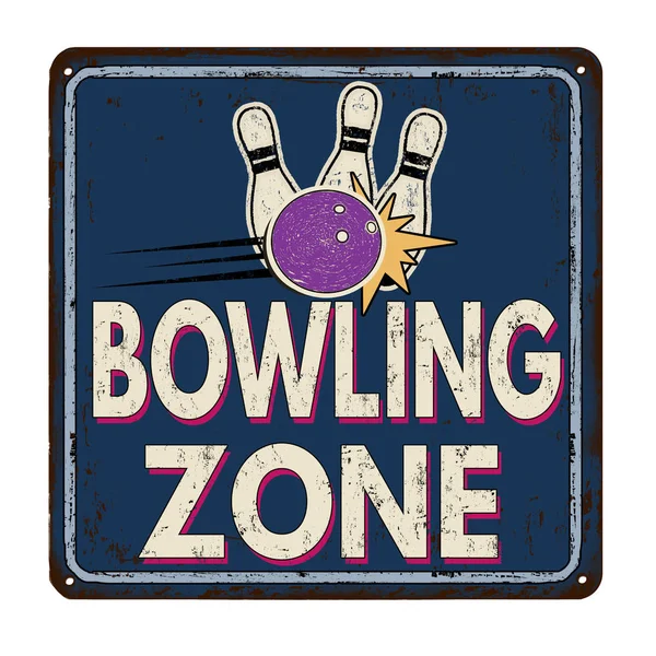 Bowling zone vintage metal sign — Stock Vector
