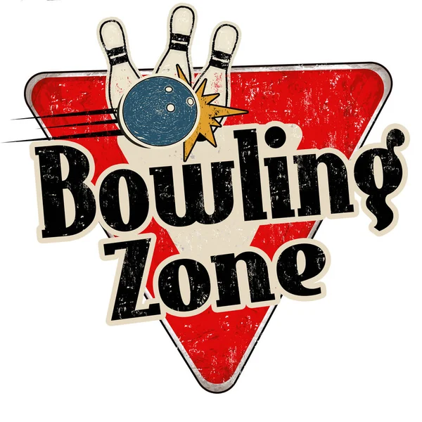 Bowling zone vintage metalowy znak — Wektor stockowy