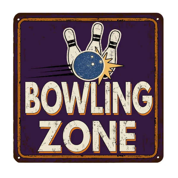 Bowling zone vintage metalowy znak — Wektor stockowy