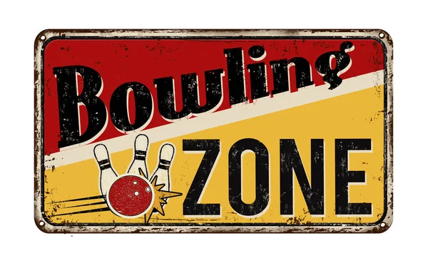 Bowling zon vintage metall skylt — Stock vektor