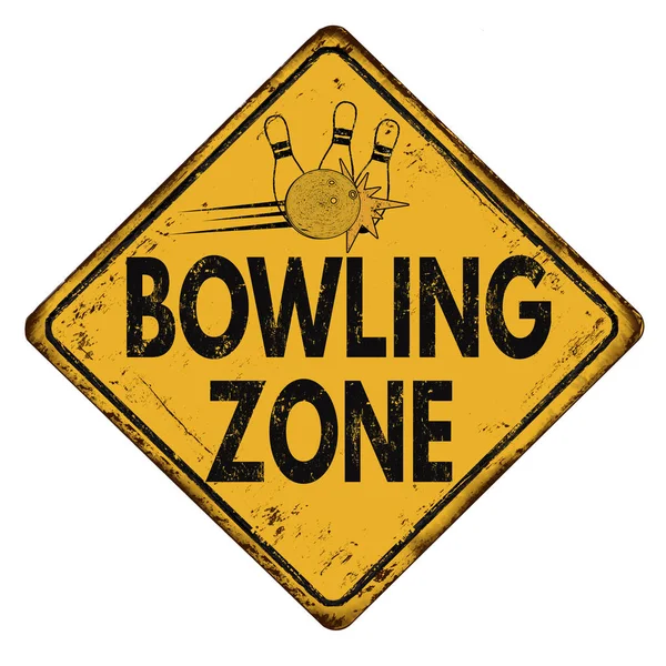 Bowling zone vintage metalowy znak — Wektor stockowy