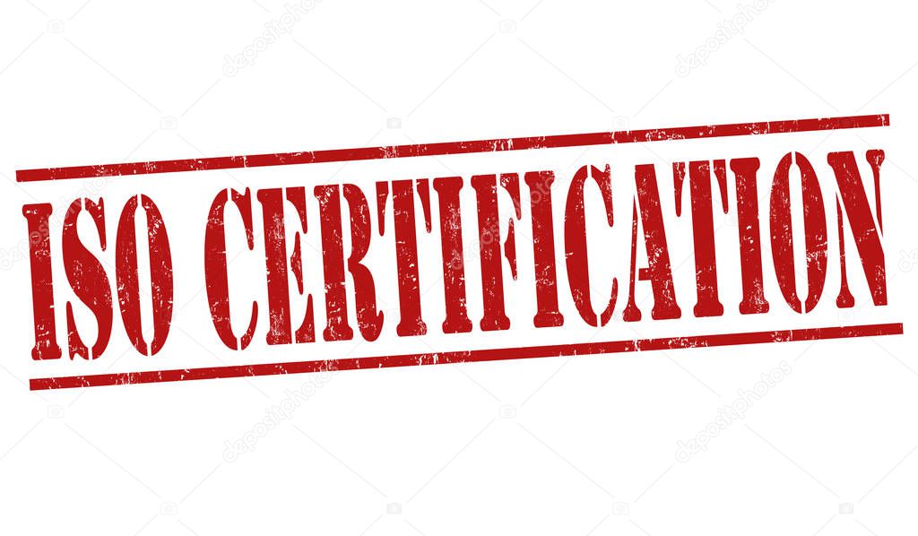 ISO certification grunge rubber stamp or sign on white background, vector illustration