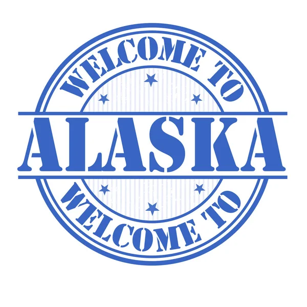 Bienvenue en Alaska signe ou timbre — Image vectorielle