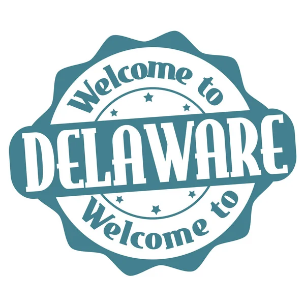Welkom bij Delaware teken of stempel — Stockvector