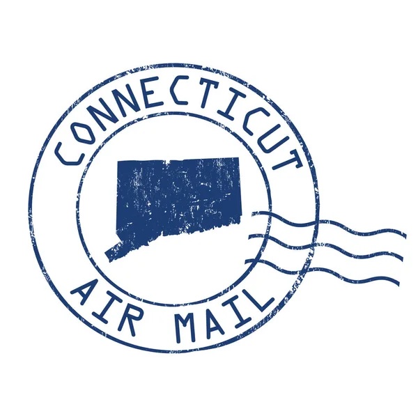 Connecticut cartello postale o timbro — Vettoriale Stock