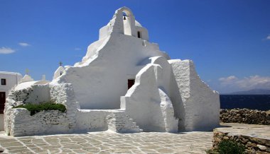 Panagia Paraportiani kilisede Mykonos island, Yunanistan