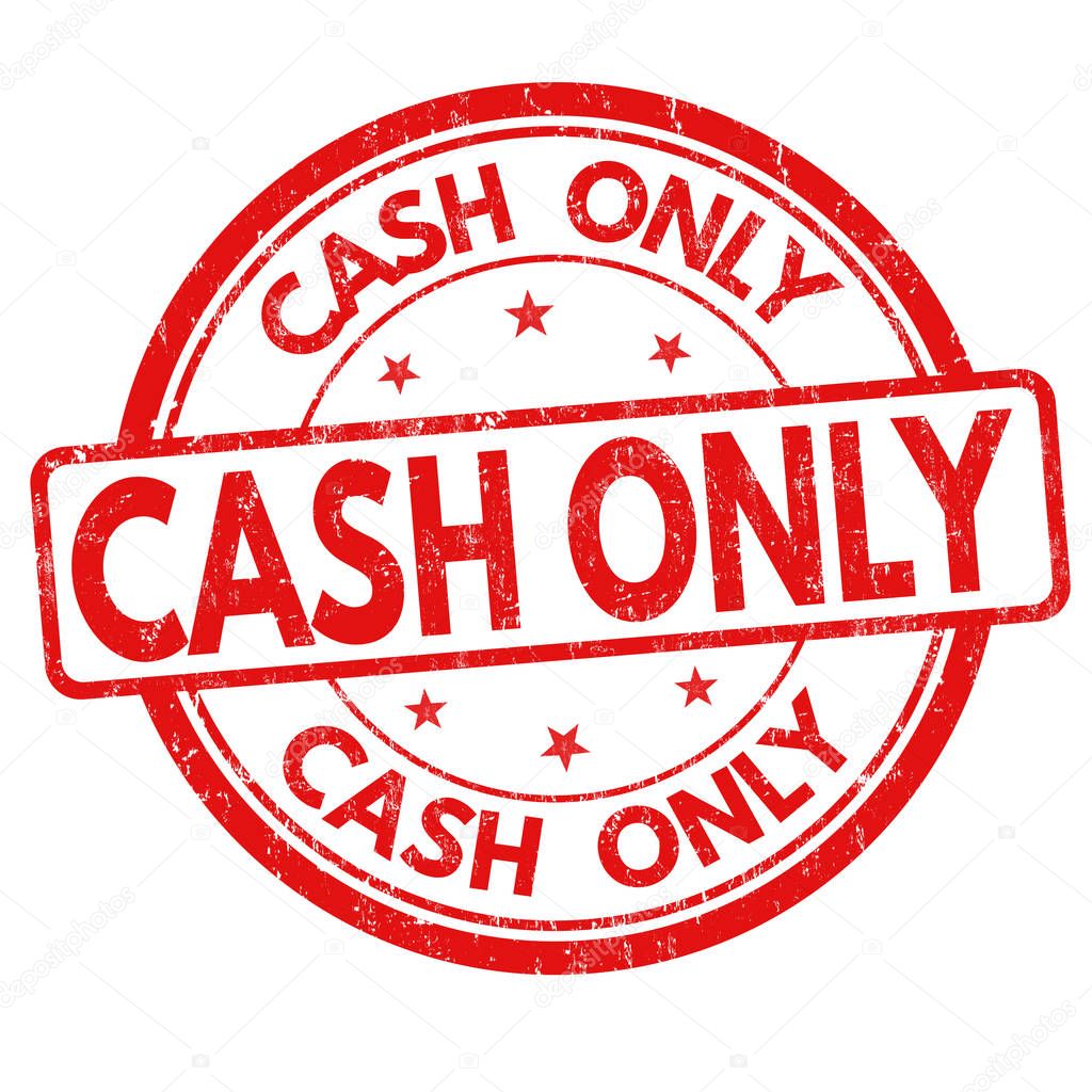 Cash only sign or stamp