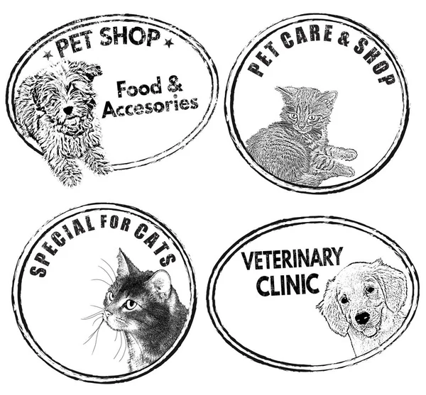 Pets label or stamp set — Stock Vector