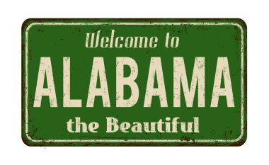 Alabama'ya vintage paslı metal işareti hoş geldiniz.