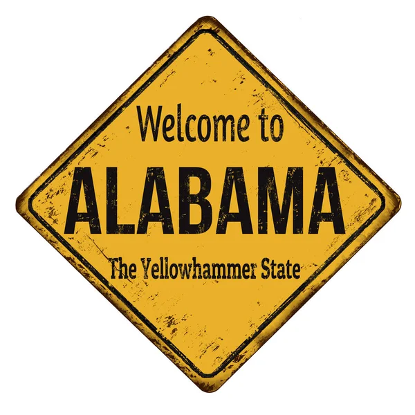 Welkom bij Alabama vintage roestige metalen teken — Stockvector