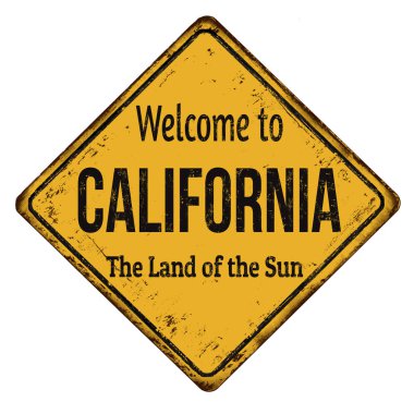 California vintage paslı metal işareti için hoş geldiniz