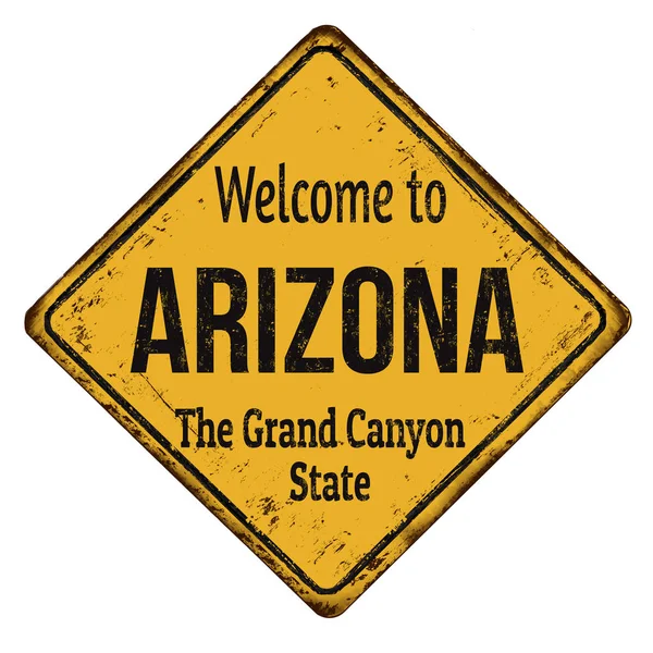 アリゾナ州ヴィンテージさびた金属サインへようこそ — ストックベクタ