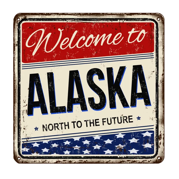 Добро пожаловать на Аляску винтажный ржавый металлический знак — стоковый вектор