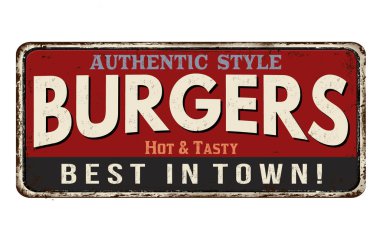 Burger vintage paslı metal işareti
