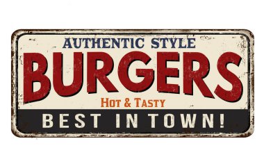 Burger vintage paslı metal işareti
