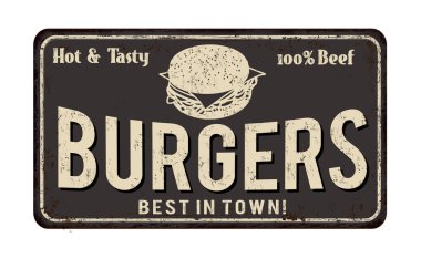 Burger vintage paslı metal işareti