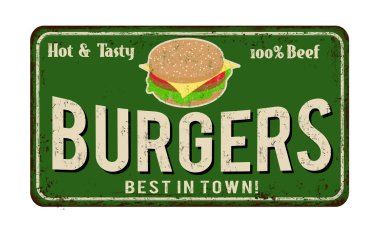 Burger vintage paslı metal işareti