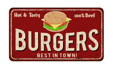 Burger vintage paslı metal işareti